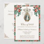 カトリックエレガント宗教マリア卒業招待 招待状 (正面/裏面)