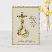 カトリックエレガント悔やみや弔慰ミサ提供クロス カード (黄色い花)