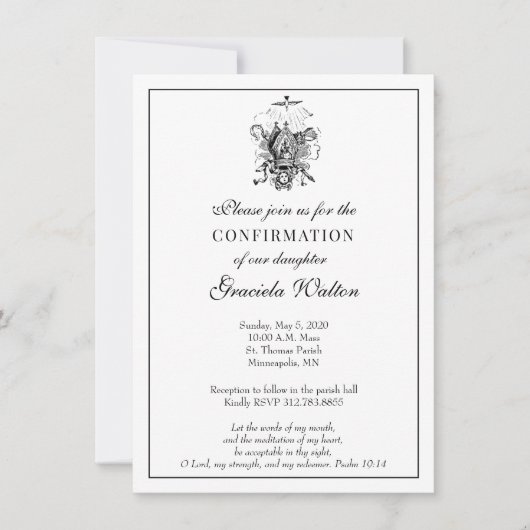 カトリックエレガント聖餐式 招待状 (正面)