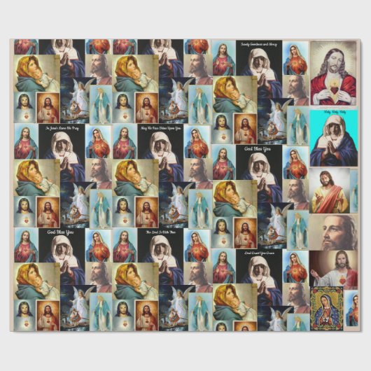 カトリッククラシックイメージズイエスメアリーエンジェル祈りの言葉 ラッピングペーパー (フラット)