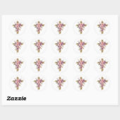 カトリッククロス 花柄デザイン 宗教的 キリスト教 ラウンドシール (シート)