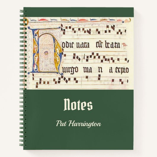 カトリックグレゴリオ聖歌ラテンマス中世ティール（緑がかった色） ノートブック (正面)