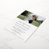 カトリックシンプルキリスト教の十字架と写真結婚の 箔招待状 (回転した状態)