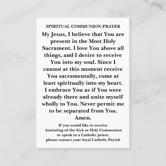 カトリックスピリチュアル祈りの言葉カード 名刺 (裏面)