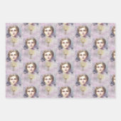 カトリックチャイルドイエズス宗教的ピンクローゼズヴィンテージ ラッピングペーパーシート (正面3)