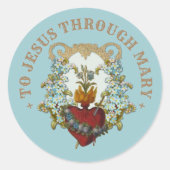 カトリックハートのマリア宗教エレガント祈りの言葉 ラウンドシール (正面)