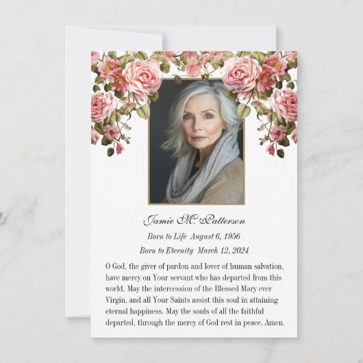 カトリックバラ写真葬儀お悔やみ悔やみや弔慰 サンキューカード (裏面)