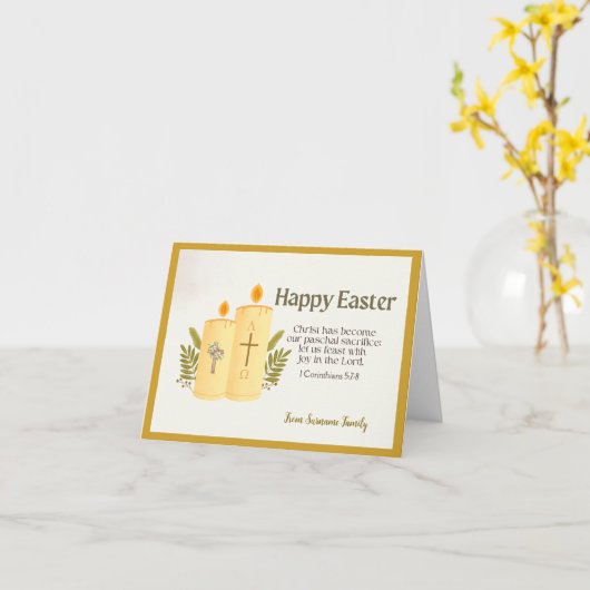 カトリックパーソナライズされた復活祭 カード (黄色い花)