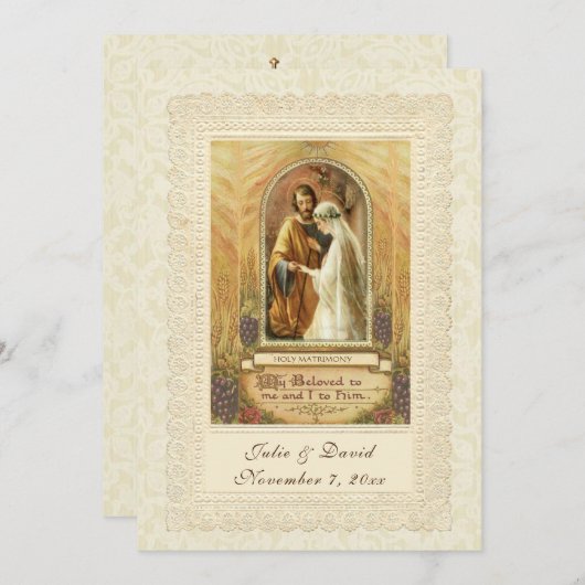 カトリックビンテージ結婚式教会/披露宴 招待状 (正面/裏面)