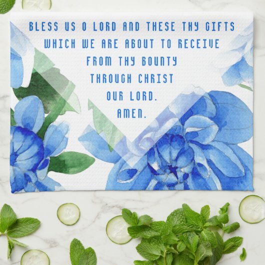 カトリックファミリーグレースプレイス祈りの言葉フローラ キッチンタオル (折り畳み)