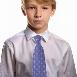 カトリックフェイククロスバイオレットシルバーパープルコミュニオン ネクタイ