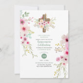 カトリックフローラクロスキンセアニェラ招待状セージピンク 招待状 (正面)