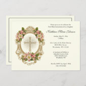 カトリックフローラクロス第一聖餐式招待状 招待状 (正面/裏面)