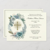 カトリックフローラクロス第一聖餐式招待状 招待状 (正面/裏面)