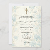 カトリックフローラバプテスマ《キリスト教》洗礼式や命名式ベビー聖なる書物、 経典 招待状 (正面)