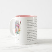 カトリックフローラブーケメモリアリー祈りの言葉ロザリオ ツートーンマグカップ (正面左)