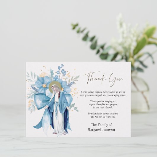 カトリックフローラメアリー葬儀弔問悔やみや弔慰 サンキューカード (スタンド正面)