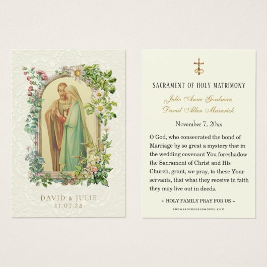 カトリックフローラメアリー&ジョセフ結婚ズの聖札 (正面&裏面)