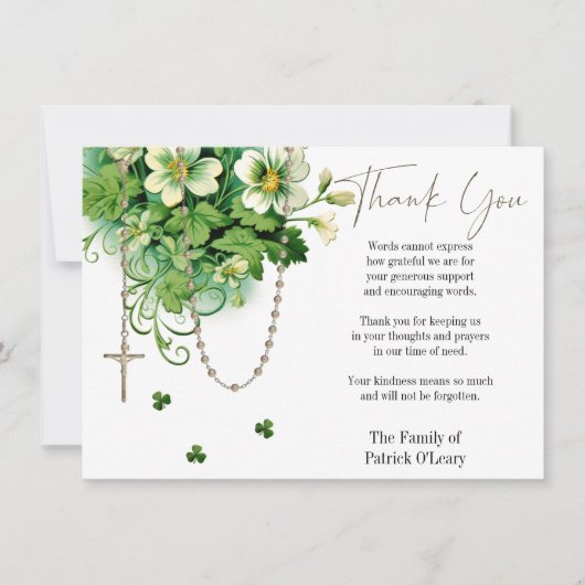 カトリックフローラロザリー葬儀の哀悼悔やみや弔慰 サンキューカード (正面)