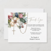 カトリックフローラロザリー葬儀の哀悼悔やみや弔慰 サンキューカード (正面)