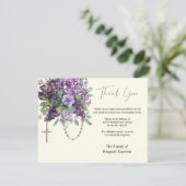 カトリックフローラロザリー葬儀の哀悼悔やみや弔慰 サンキューカード (スタンド正面)