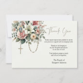 カトリックフローラロザリー葬儀の哀悼悔やみや弔慰 サンキューカード (正面)