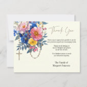 カトリックフローラロザリー葬儀の哀悼悔やみや弔慰 サンキューカード (正面)