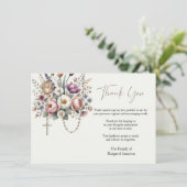 カトリックフローラロザリー葬儀の哀悼悔やみや弔慰 サンキューカード (スタンド正面)