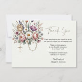 カトリックフローラロザリー葬儀の哀悼悔やみや弔慰 サンキューカード (正面)