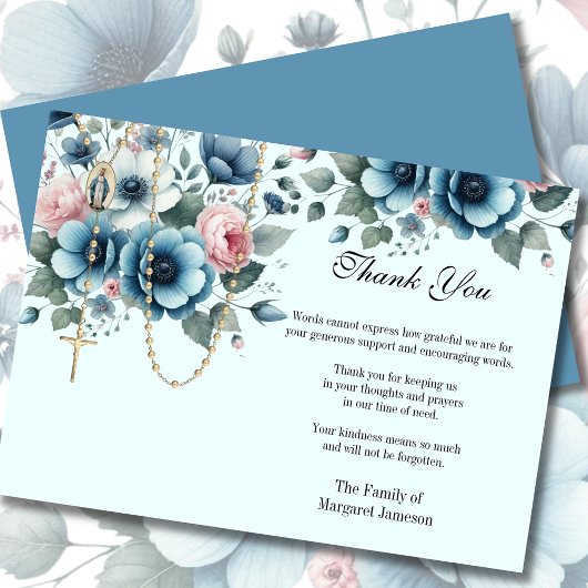 カトリックフローラロザリー葬儀の哀悼悔やみや弔慰 サンキューカード