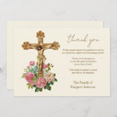 カトリックフローラ葬儀弔問悔やみや弔慰 サンキューカード (正面/裏面)