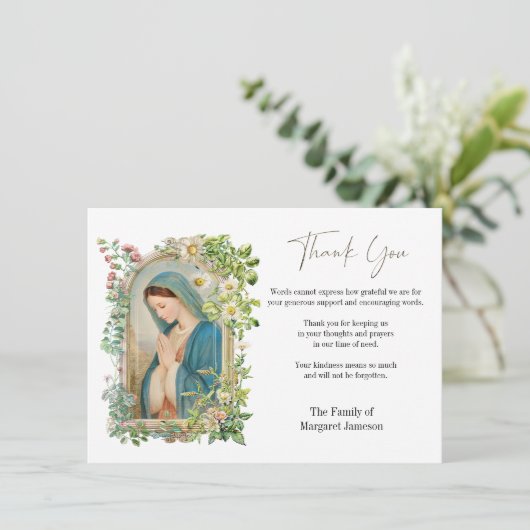 カトリックフローラ葬儀弔問悔やみや弔慰 サンキューカード (スタンド正面)