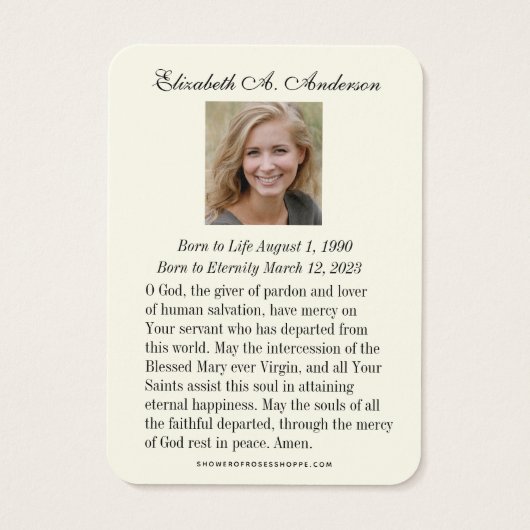 カトリックフローラ葬儀記念祈りの言葉カード (裏面)