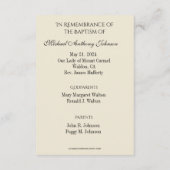 カトリックベビーバプティスマル追悼神聖カード エンクロージャーカード (裏面)