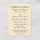 カトリックベビーバプティスマル追悼神聖カード 名刺 (裏面)