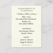 カトリックベビーバプテスマ追悼神聖カード エンクロージャーカード (裏面)