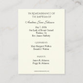 カトリックベビーバプテスマ追悼神聖カード エンクロージャーカード (裏面)