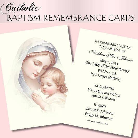 カトリックベビーバプテスマ追悼神聖カード エンクロージャーカード