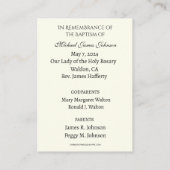 カトリックベビーバプテスマ追悼神聖カード エンクロージャーカード (裏面)