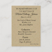 カトリックベビー洗礼の記憶レースホリーカード 名刺 (裏面)