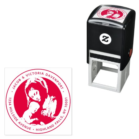 カトリックマドンナと子供赤差出人住所 セルフインキングスタンプ (インサイチュ)