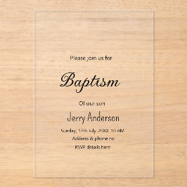 カトリックモダン洗礼子シンプル達QRミニマル アクリル招待状