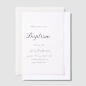 カトリックモダン洗礼子シンプル達QRミニマル ベラム紙招待状 (オフセット)