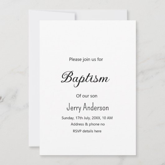 カトリックモダン洗礼子シンプル達QRミニマル 招待状 (正面)