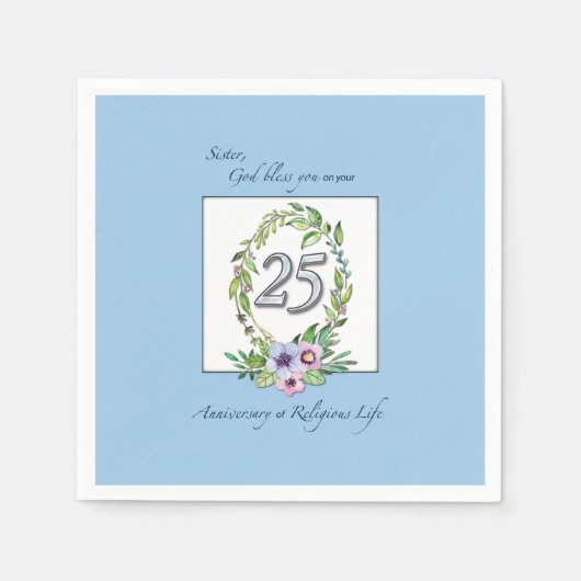 カトリックリース・シルバー25周年 スタンダードカクテルナプキン (正面)