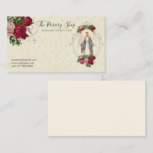 カトリックロザリオピンクレッドロセスヴァージンメアリー 名刺 (正面/裏面)