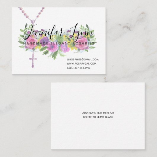 カトリックロザリオピンクロセス宗教的フローラ 名刺 (正面/裏面)