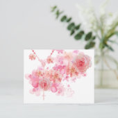 カトリックロザリオピンクロセズ宗教フローラ  ポストカード (スタンド正面)