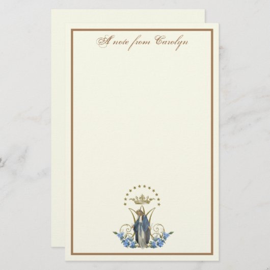 カトリックヴァージンマエレガントリー宗教フローラ 便箋 (正面/裏面)