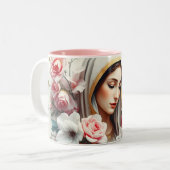 カトリックヴァージンマリアのためのクリスチャン女性 ツートーンマグカップ (正面左)